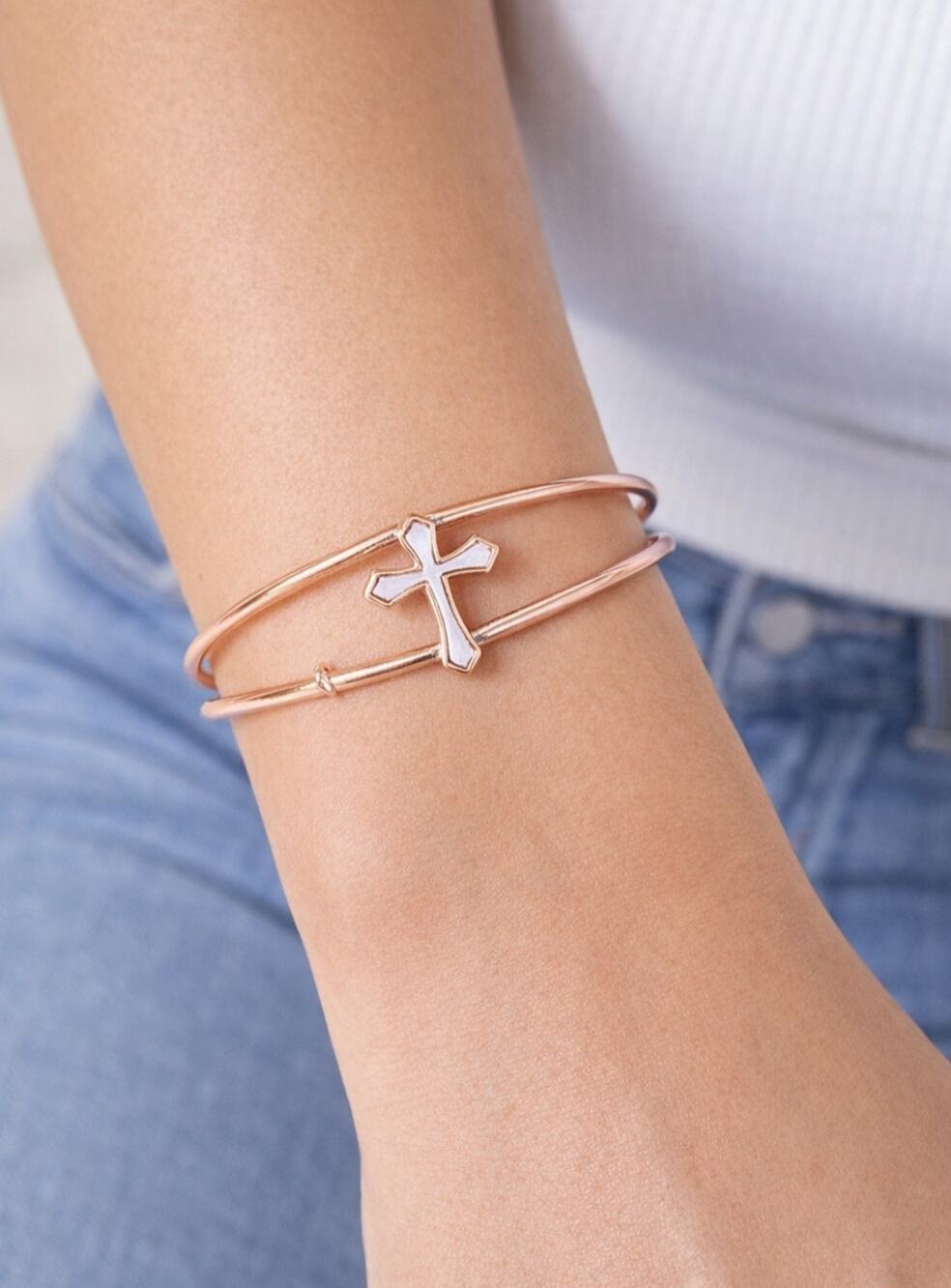 Pomina Gold Silver Cross Bangle New